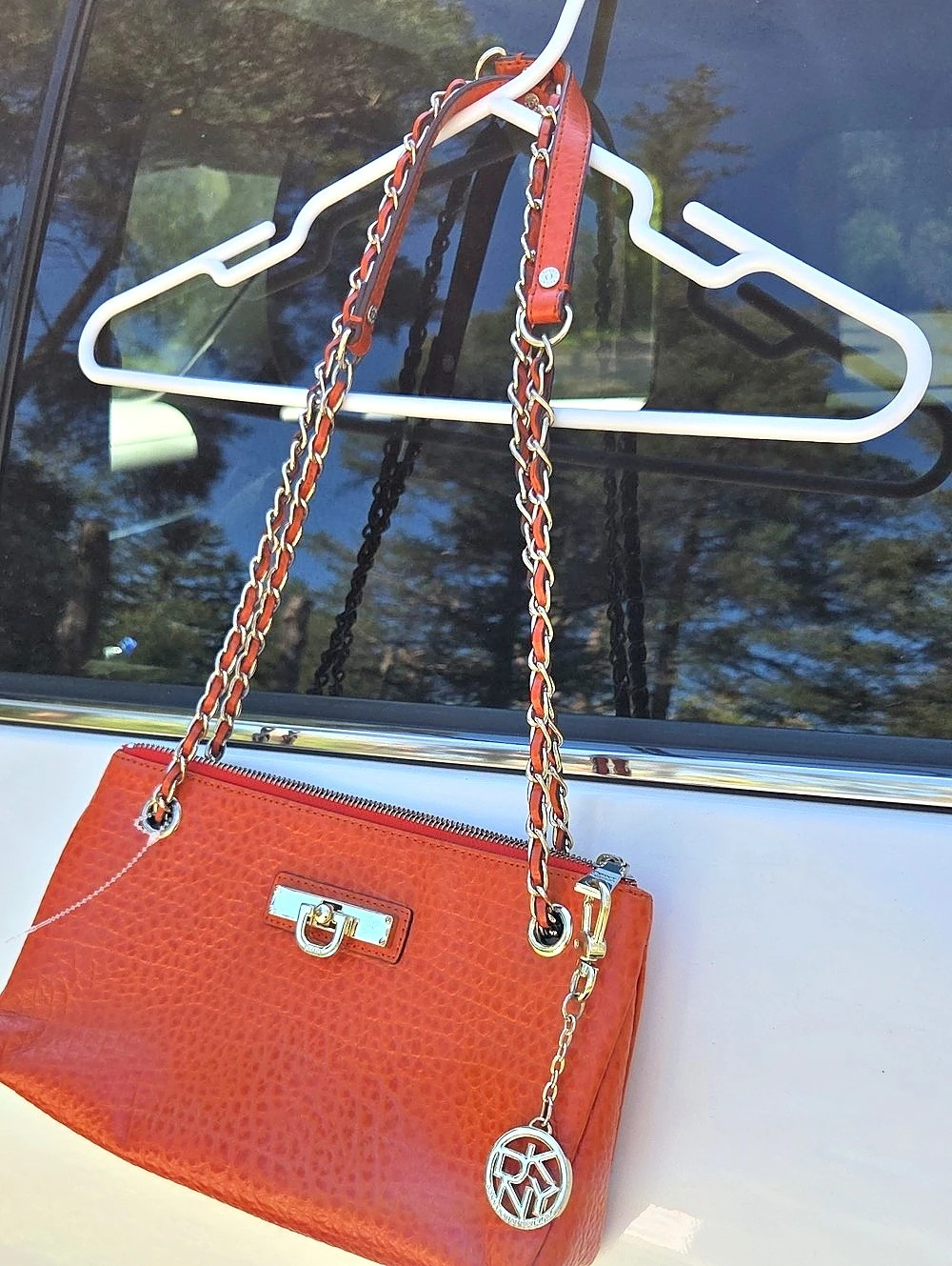 DKNY Chain Strap Shoulder Bag in Orange